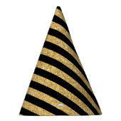Elegant Gold Glitter en Black Stripe Pattern Feesthoedjes (Rechts)