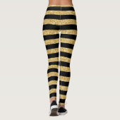 Elegant Gold Glitter en Black Stripe Pattern Leggings (Achterkant)