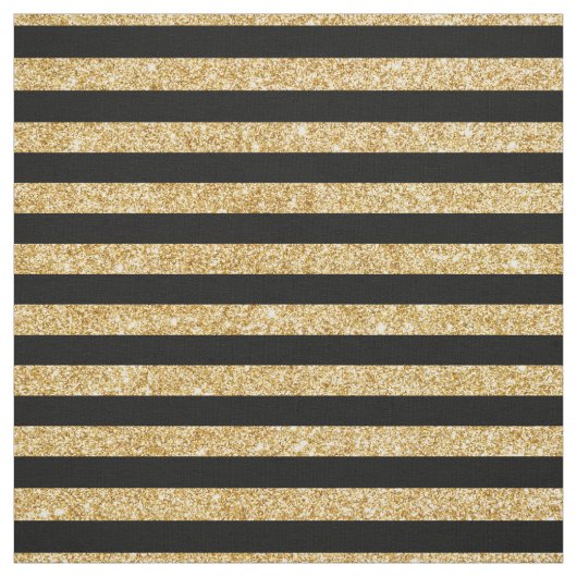 Elegant Gold Glitter en Black Stripe Pattern Stof (Swatch)