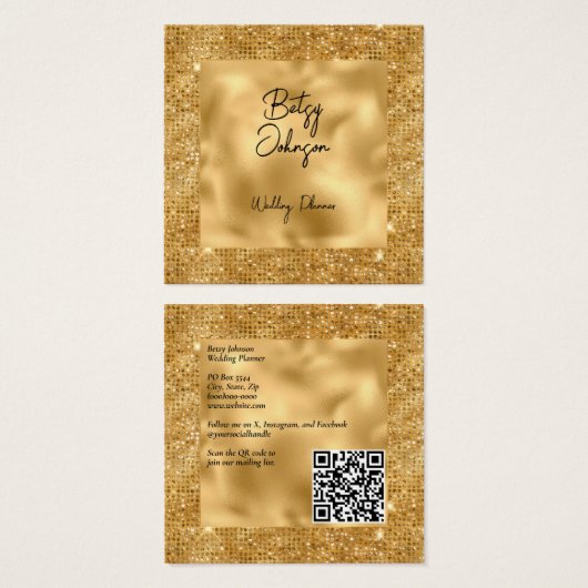 Elegant Gold Glitter en Gold Foil Visitekaartje (Voorkant /achterkant)