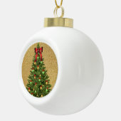 Elegant Gold Glitter en kerstboomvakantie Keramische Bal Ornament (Rechts)