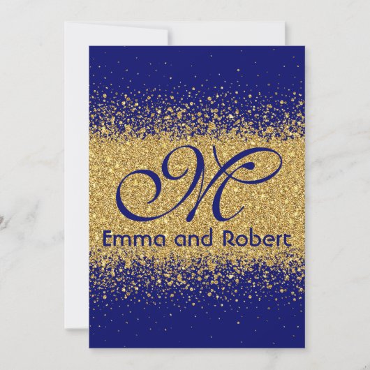 Elegant Gold glitter en Royal Blue Kaart (Voorkant)
