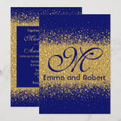 Elegant Gold glitter en Royal Blue Kaart (Voorkant / Achterkant)