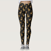 Elegant Gold Glitter Flamingo Exotic Pattern Glam Leggings (Voorkant)