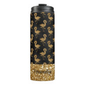 Elegant Gold Glitter Flamingo Glam Sparkle Thermosbeker (Voorkant)
