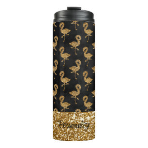 Elegant Gold Glitter Flamingo Glam Sparkle Thermosbeker