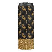 Elegant Gold Glitter Flamingo Glam Sparkle Thermosbeker (Achterkant)