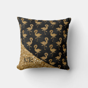 Elegant Gold Glitter Flamingo patroon Monogramed Kussen