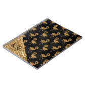 Elegant Gold Glitter Flamingo patroon Monogramed Notitieboek (Linkerzijde)