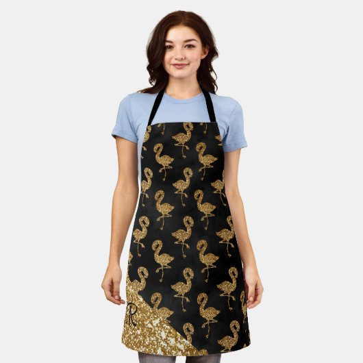 Elegant Gold Glitter Flamingo patroon Monogramed Schort (Gedragen)