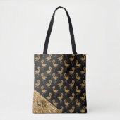 Elegant Gold Glitter Flamingo patroon Monogramed Tote Bag (Voorkant)