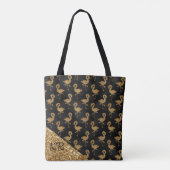 Elegant Gold Glitter Flamingo patroon Monogramed Tote Bag (Achterkant)