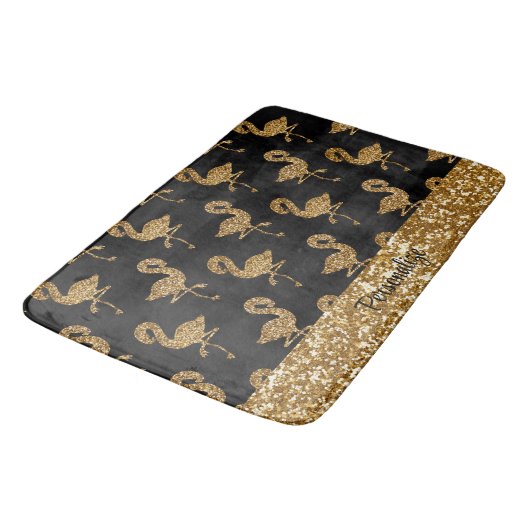 Elegant Gold Glitter Flamingo patroon Sparkle Glam Badmat (Gekanteld)