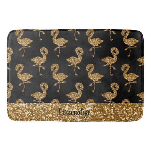 Elegant Gold Glitter Flamingo patroon Sparkle Glam Badmat (Voorkant)