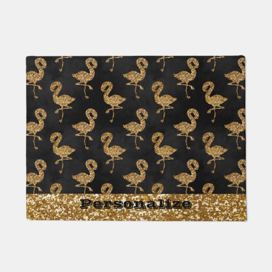 Elegant Gold Glitter Flamingo patroon Sparkle Glam Deurmat (Voorkant)
