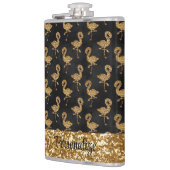 Elegant Gold Glitter Flamingo Sparkle Personalized Heupfles (Links)