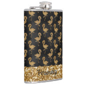Elegant Gold Glitter Flamingo Sparkle Personalized Heupfles (Rechts)