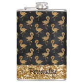 Elegant Gold Glitter Flamingo Sparkle Personalized Heupfles (Voorkant)