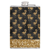 Elegant Gold Glitter Flamingo Sparkle Personalized Heupfles (Achterkant)