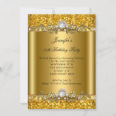 Elegant Gold Glitter Floral Diamond Birthday Party Kaart (Voorkant)