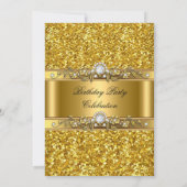 Elegant Gold Glitter Floral Diamond Birthday Party Kaart (Achterkant)