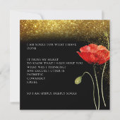 Elegant Gold Glitter Floral Het spijt me Kaart van (Voorkant)