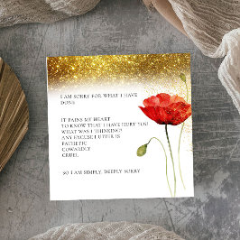 Elegant Gold Glitter Floral Het spijt me Kaart van