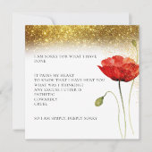 Elegant Gold Glitter Floral Het spijt me Kaart van (Voorkant)