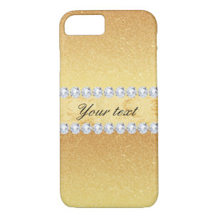 Elegant Gold Glitter Foil en Diamonds iPhone 8/7 Hoesje