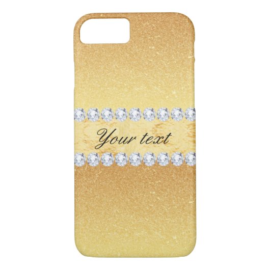 Elegant Gold Glitter Foil en Diamonds Case-Mate iPhone Case (Achterkant)
