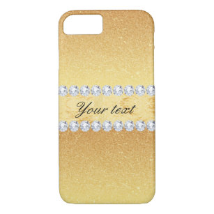 Elegant Gold Glitter Foil en Diamonds iPhone 8/7 Hoesje