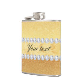 Elegant Gold Glitter Foil en Diamonds Heupfles (Links)