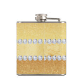 Elegant Gold Glitter Foil en Diamonds Heupfles (Achterkant)