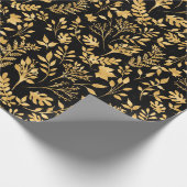 Elegant Gold Glitter Foliage Black Design Cadeaupapier (Hoek)