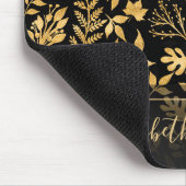 Elegant Gold Glitter Foliage Black Design Muismat (Hoek)
