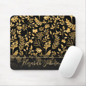 Elegant Gold Glitter Foliage Black Design Muismat (Met muis)