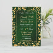 Elegant Gold Glitter Foliage Forest Green Design Kaart (Staand voorkant)
