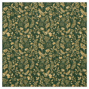 Elegant Gold Glitter Foliage Forest Green Design Stof