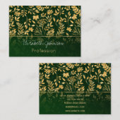 Elegant Gold Glitter Foliage Forest Green Design Visitekaartje (Voorkant / Achterkant)