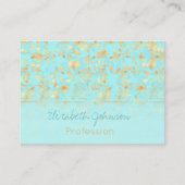 Elegant Gold Glitter Foliage Light Mint Design Visitekaartje (Voorkant)