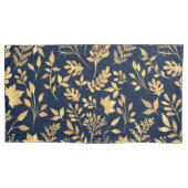 Elegant Gold Glitter Foliage Navy-Blue Design Kussensloop (Voorkant-Links)