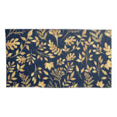 Elegant Gold Glitter Foliage Navy-Blue Design Kussensloop (Achterkant-Rechts)