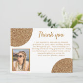 Elegant Gold Glitter Foto Verjaardag Dank u Bedankkaart (Staand voorkant)