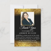 Elegant Gold Glitter Funeral Photo Hartelijk dank! Bedankkaart (Voorkant)