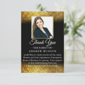 Elegant Gold Glitter Funeral Photo Hartelijk dank! Bedankkaart (Staand voorkant)