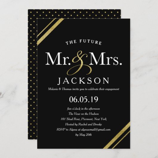 Elegant Gold Glitter Future Mr. en mevrouw Verlovi Kaart (Voorkant / Achterkant)
