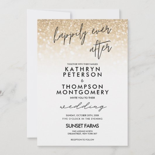 Elegant Gold Glitter, gelukkig altijd na het huwel Kaart (Voorkant)