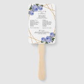 Elegant Gold Glitter Geo Blue Floral Wed Program Handwaaier (Achterkant)