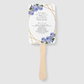 Elegant Gold Glitter Geo Blue Floral Wed Program Handwaaier (Voorkant)