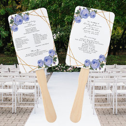 Elegant Gold Glitter Geo Blue Floral Wed Program Handwaaier